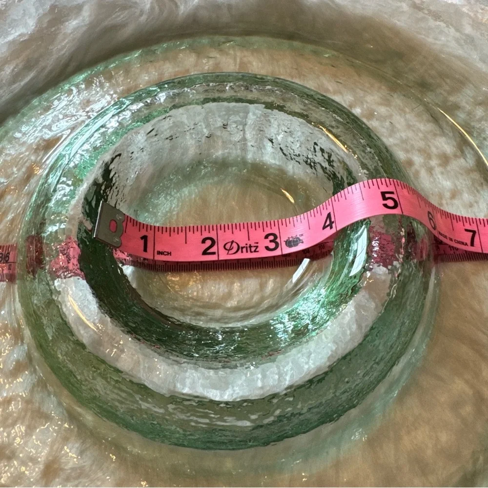 Crate & Barrel Orion Green Textured Glass Serving Dish